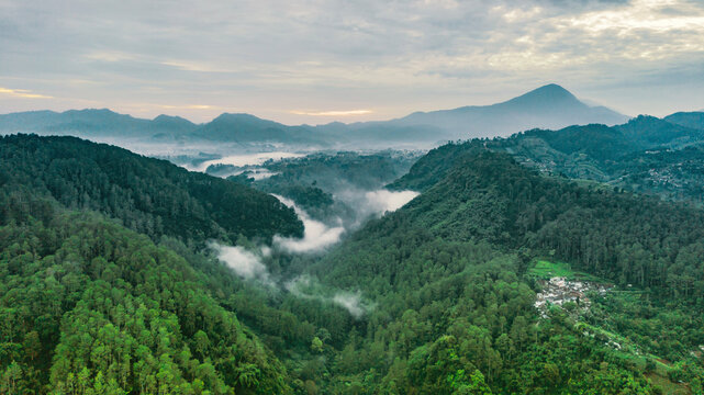 Aerial view of Dago Atas in the hills of Bandung, West Java, Indonesia