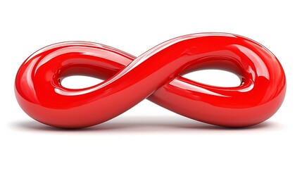 Red Infinity Symbol Displaying Concept of Eternity, Endless Love, and Unlimited Possibilities in 3D