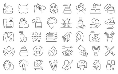 Minimalist Skincare and Beauty Line Icons Set