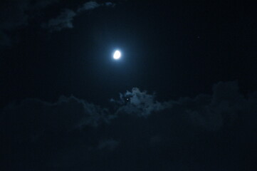 Moon and clouds in the sky at night