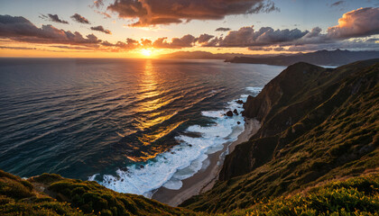 Le coucher du soleil sur la mer