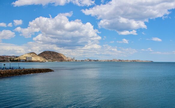 Costal cityscape across the Mediterranean Sea, Alicante, Costa Blanca, Spain