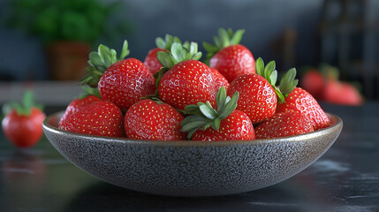 fresh strawberries on black background