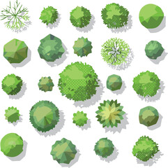 set of green tree icons