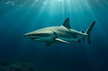 Fototapeta premium Shark swimming in the calm waters