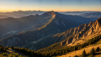 le soleil se couche sur les montagnes