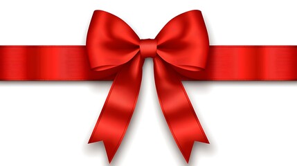 Beautiful Red Satin Bow on a Smooth Ribbon for Gift Wrapping and Decoration Purposes in Various Events