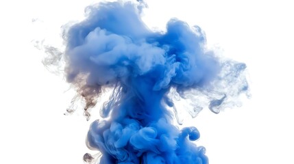 Blue Smoke Cloud Rising from the Ground with Soft Edges and Diffuse Lighting on a White Background