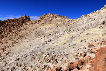 the stones and lava at the crater of Mount Teide, Tenerife, Canary Islands, Spain