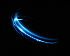 Abstract light lines of movement and speed in blue. Neon lines of blue speed. Dynamic traces of light movement. Light wave of the trace, line of the trace.