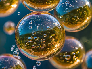Bubbles of Wonder: A close-up of iridescent soap bubbles, reflecting the world in a vibrant, dreamy display of color and light, creating a surreal and enchanting effect.