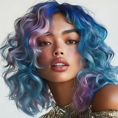 Fototapeta premium Portrait of a woman with vibrant curly hair