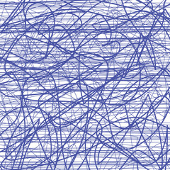 A tangled mass of fishing line, wire, or lines crossed by horizontal strings.