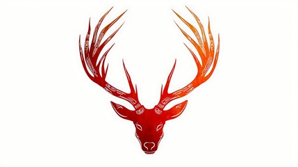 A stylized deer head with detailed antlers and artistic design