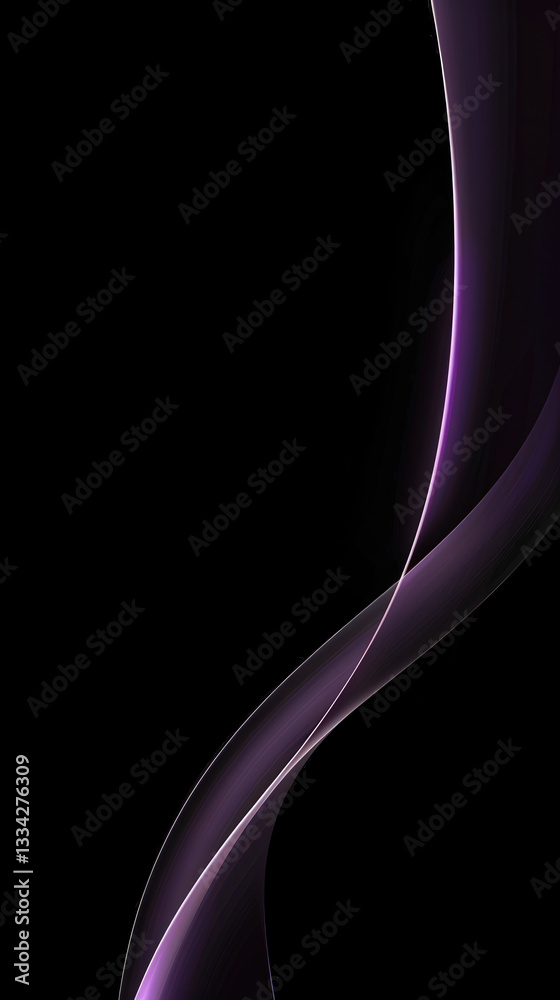 Aufkleber smooth, flowing lines in shades of purple contrast vividly with a black backdrop, forming a captivat