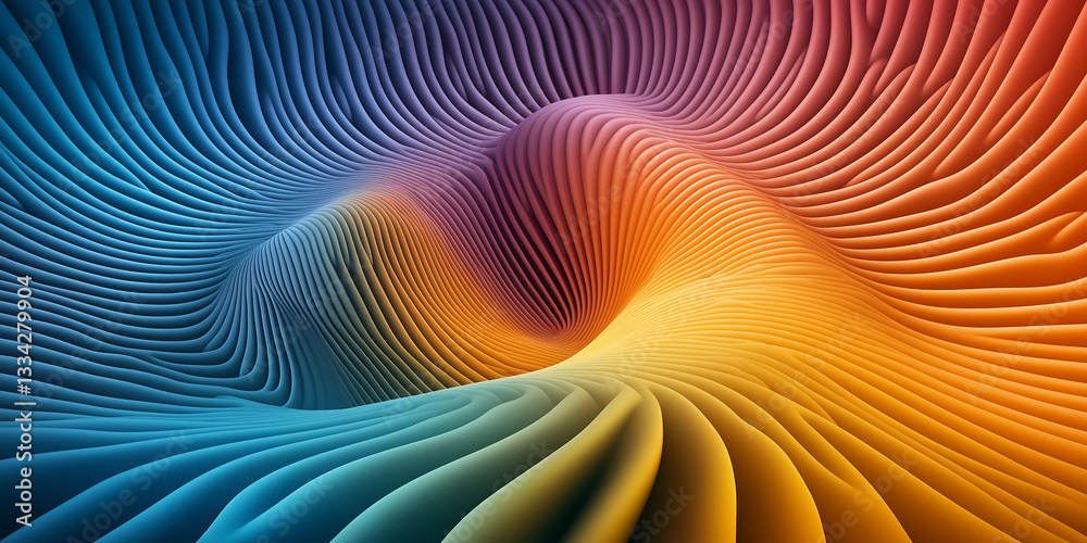 Poster Colorful lines creating a tunnel effect with light at the end