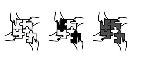 Puzzle pieces set isolated on white background. Jigsaw art. Game with details. Vector design templates. Business presentation concept. Illustration.