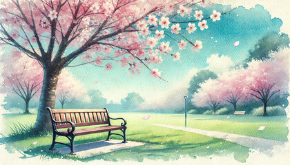 桜が咲く春の公園