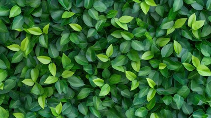 A vibrant, lush green backdrop filled with various leaves, creating a natural, serene atmosphere.