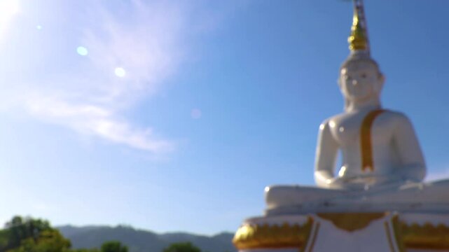 Big white Buddha Wat Phadung Tham Phothi temple Khao Lak.