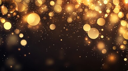 A shimmering background of golden bokeh lights creates a festive and elegant atmosphere, perfect for celebrations and visual effects.