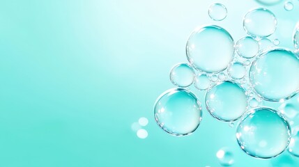 A serene background featuring translucent bubbles against a soft aqua backdrop, evoking a sense of freshness and tranquility.