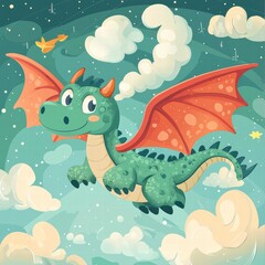 Fototapeta premium Whimsical Dragon in the Sky