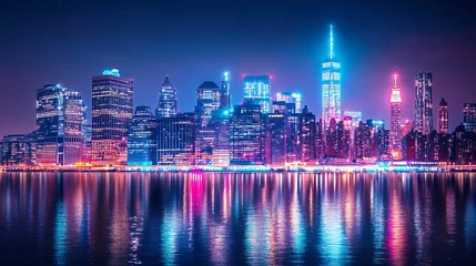  Vibrant Neon New York City Skyline At Night © Krungpol