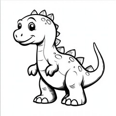 Naklejka premium Charming Dino Sketch: A delightful hand-drawn illustration of a smiling cartoon dinosaur, exuding an endearing and playful charm. Capturing the essence of prehistoric whimsy and childlike wonder. 