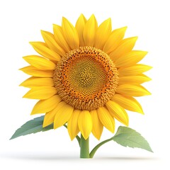 Obraz premium Vibrant Yellow Sunflower in Full Bloom Against White Background