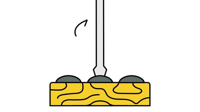 threaded screw being inserted in wood slab animation, screwdriver with bi directional arrows animated video Handyman Service Clip House Repairing footage Civil Engineering Building Contractor motion