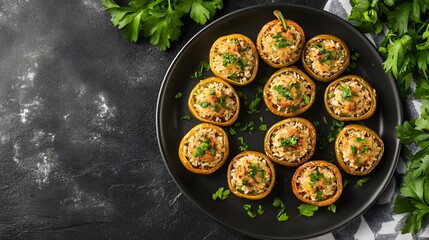 Delicious Stuffed Green Peppers Recipe Overhead Shot