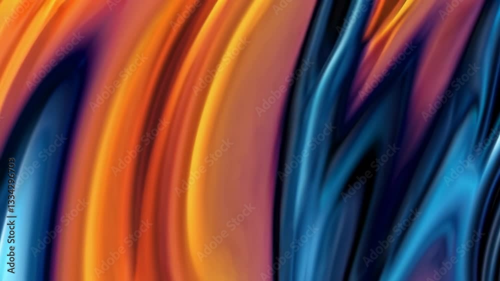 Poster vibrant abstract wave pattern in orange and blue hues. modern art design concept