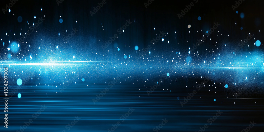 Aufkleber abstract blue bokeh lights background shining on striped surface