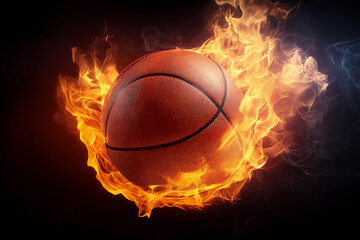 Fototapeta premium Burning basketball representing fiery passion for the game