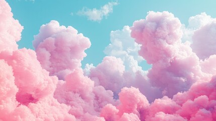 Fototapeta premium Pastel pink cloudscape, vibrant sky, dreamlike atmosphere