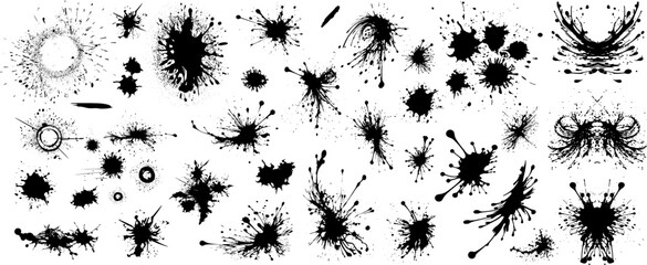 Vektor Grafik Set zur Gestaltung - Kleckse und Flecken - Flüssig - Spritzer - Design Elemente Sammlung - Platsch Effekt - Überlagerung Ebenen