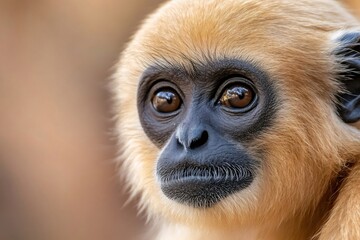 Obraz premium Northern white cheeked gibbon showing its beautiful face and fur