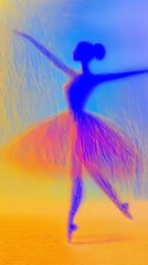 Obraz premium Ballet dancer performs gracefully in an abstract style against a colorful background