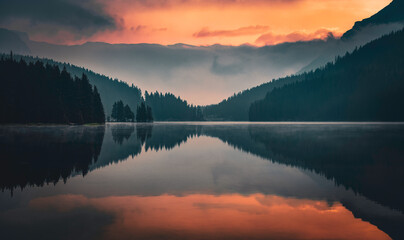 Early morning reflection on Two Jack Lake - Banff National Park - Canada