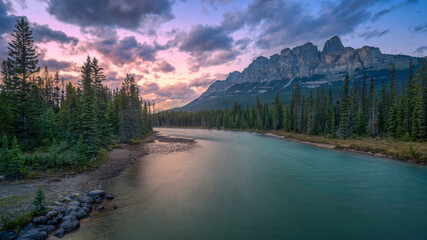 Sunset in the Bow River Valley looking towards Castle Mountain - Banff national Park - Canada © Craig Zerbe