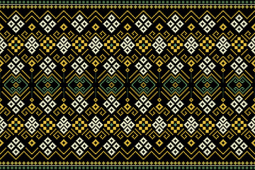 Tribal Pixel seamless pattern on black backgrounds