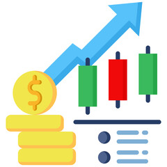 Stock Market icon in Flat Color Style. Simple Vector Design. Simple Vector Flat Icon