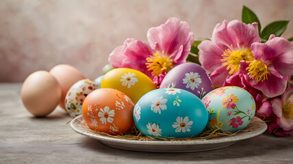 Fototapeta premium easter eggs in a basket