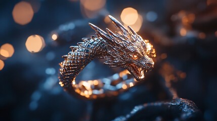 Exquisite Luxury Fantasy Dragon-Shaped Ring with Stunning Bokeh Detail