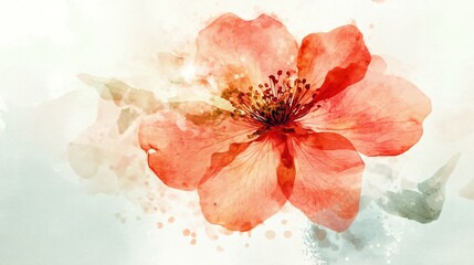 Vintage Watercolor Flower Double Exposure Abstract Art Print