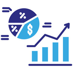 Equity Growth icon in Glyph Dual Color Style. Simple Vector Design. Simple Vector Glyph Icon
