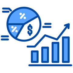 Equity Growth icon in Blue Color Style. Simple Vector Design. Simple Vector Flat Icon