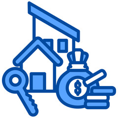Rental Income icon in Blue Color Style. Simple Vector Design. Simple Vector Flat Icon