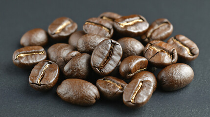 Naklejka premium coffee beans on black background